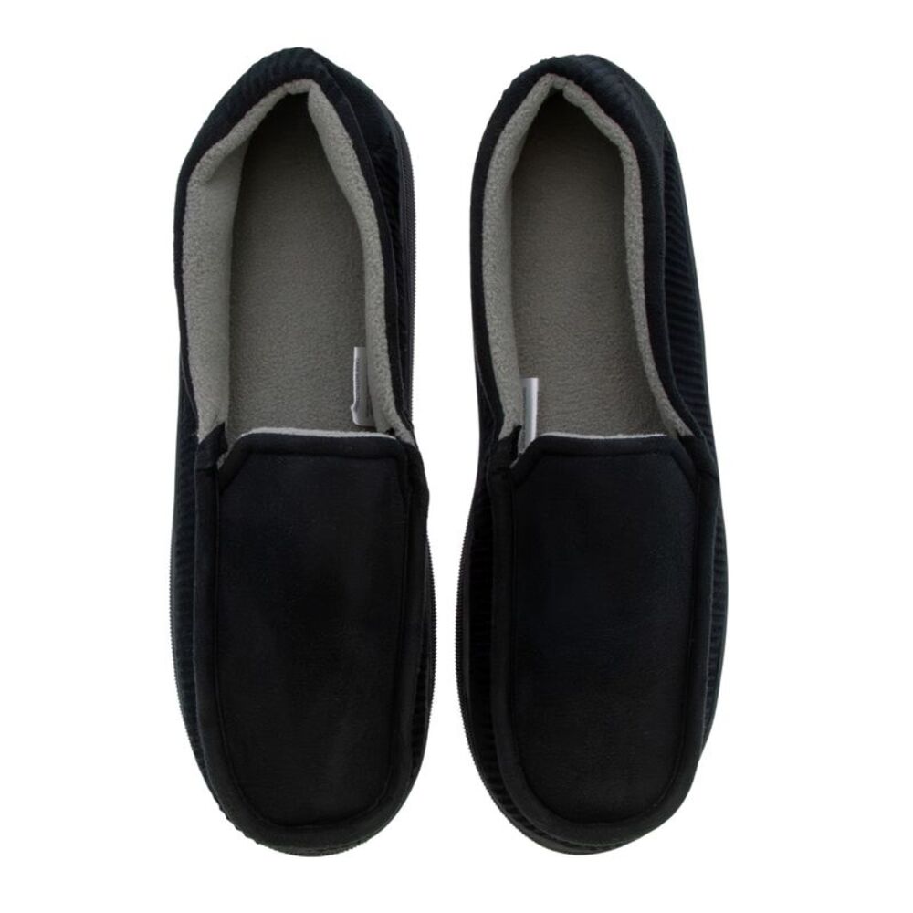 Gold Coast Men's Moccasin Slippers Indoor/Outdoor Shoes in Black, Large